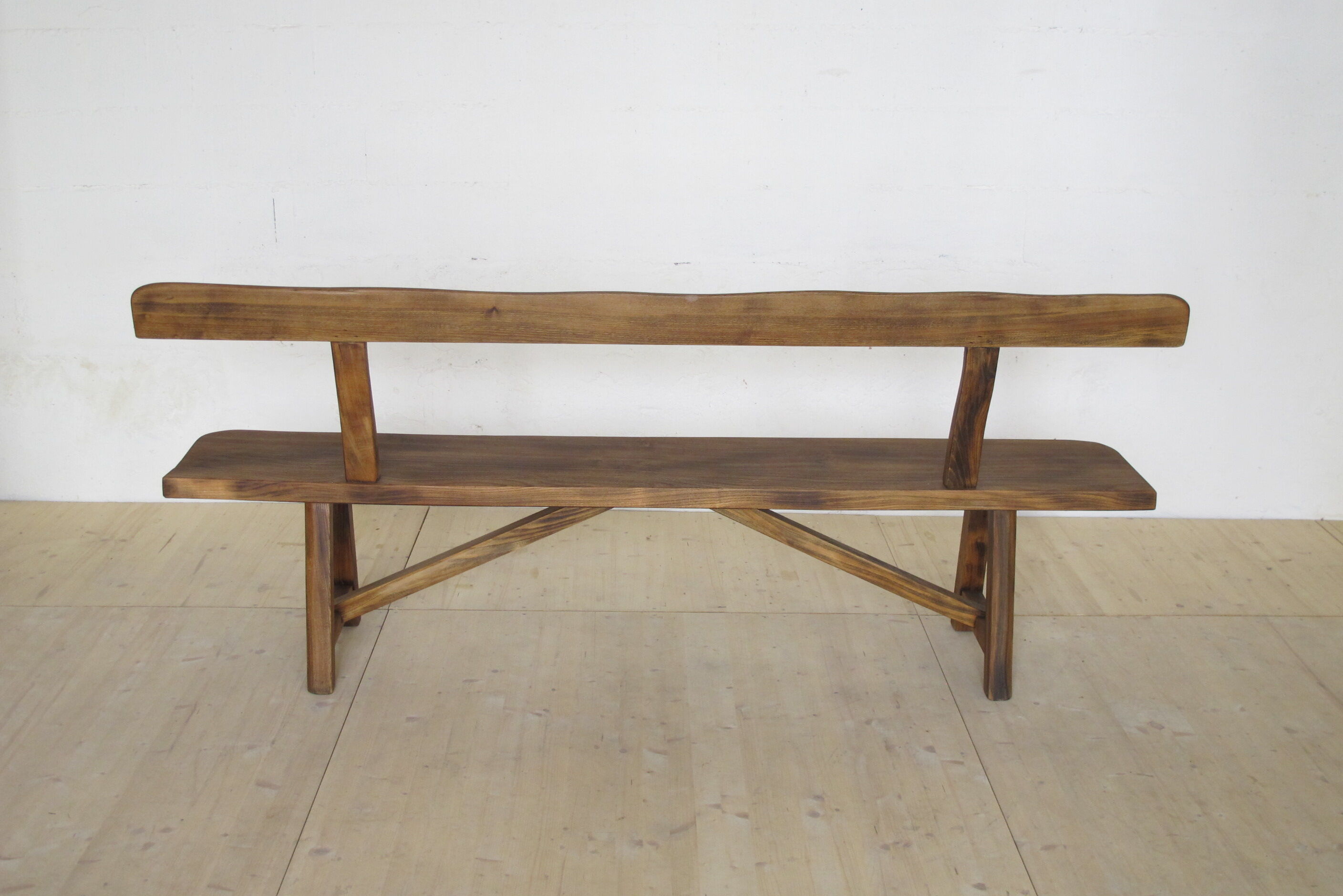 Oiled solid elm backrest bench