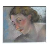Tableau Pastel "Portait de femme", vers 1950 post cubiste