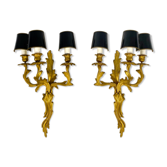Pair of Louis XV-style gilded bronze appliques