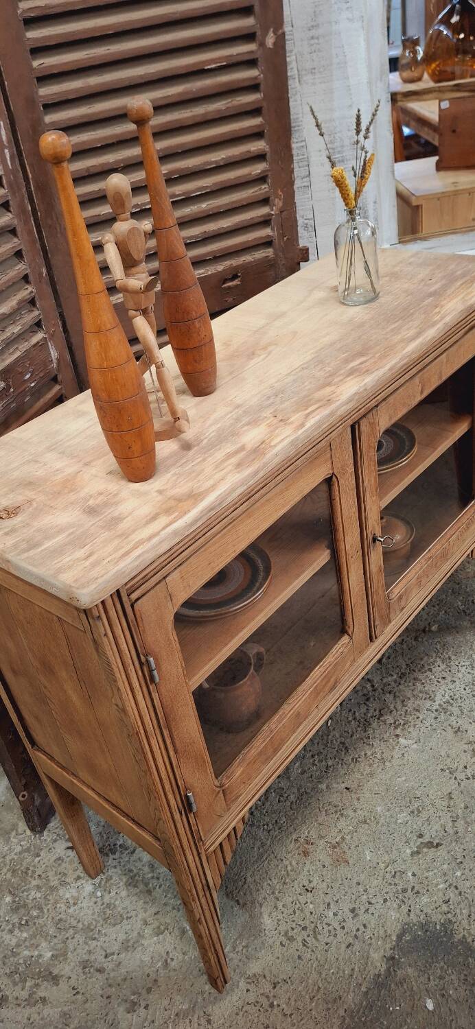 Old glass sideboard on legs