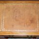 Vintage walnut desk with a leather top and two drawers.