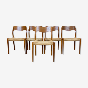 5 chaises de Niels O. Möller pour J.L. Moller 1960