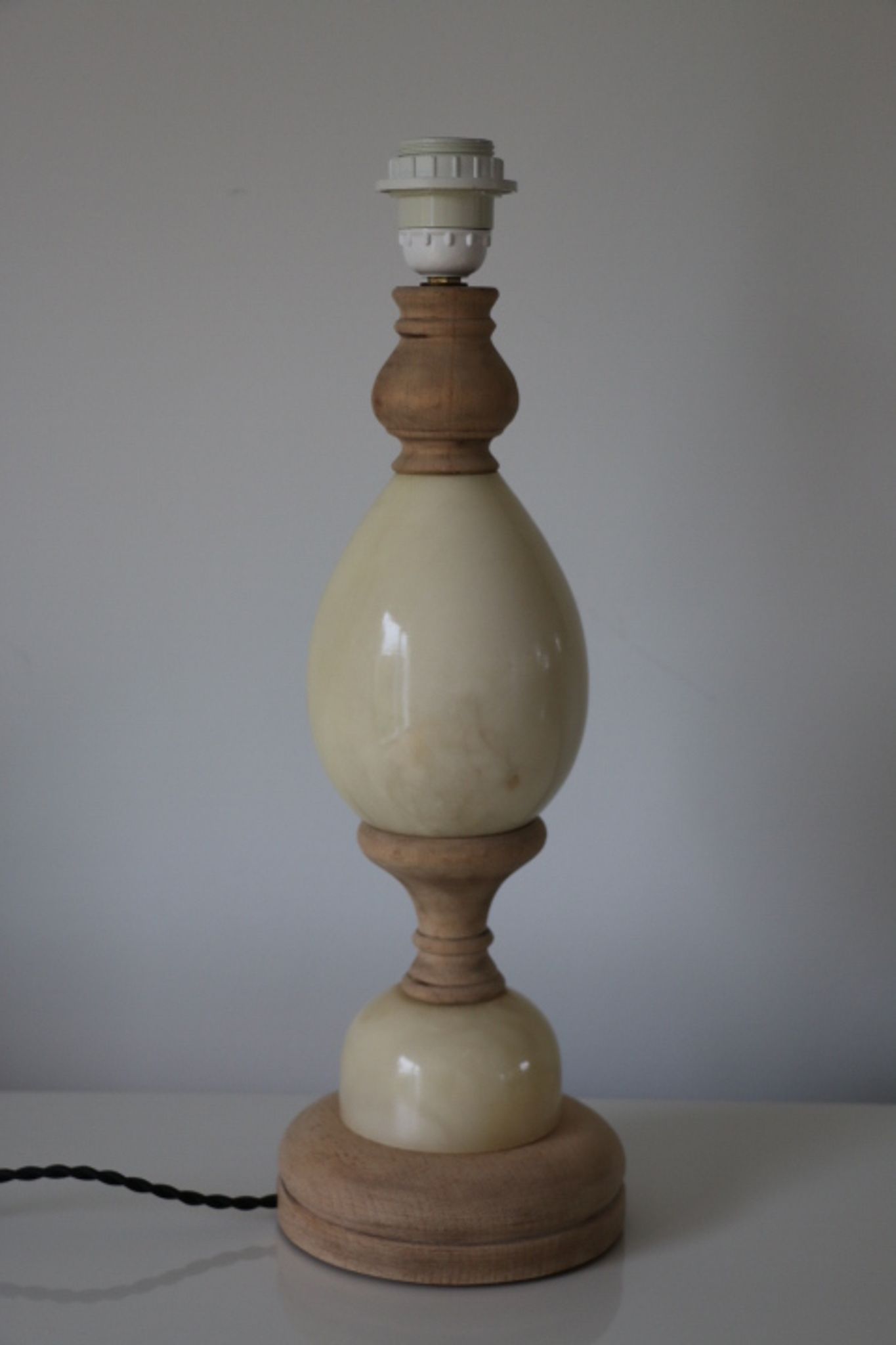Marble and wood lamp base 400mm (without shade)