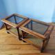 Pair of wooden and cane sofa ends