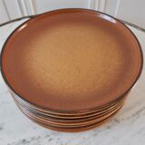 Lot de 8 assiettes à dessert en grès vintage