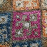 Blue Pink Geometric Oushak Runner Rug, 80x302Cm