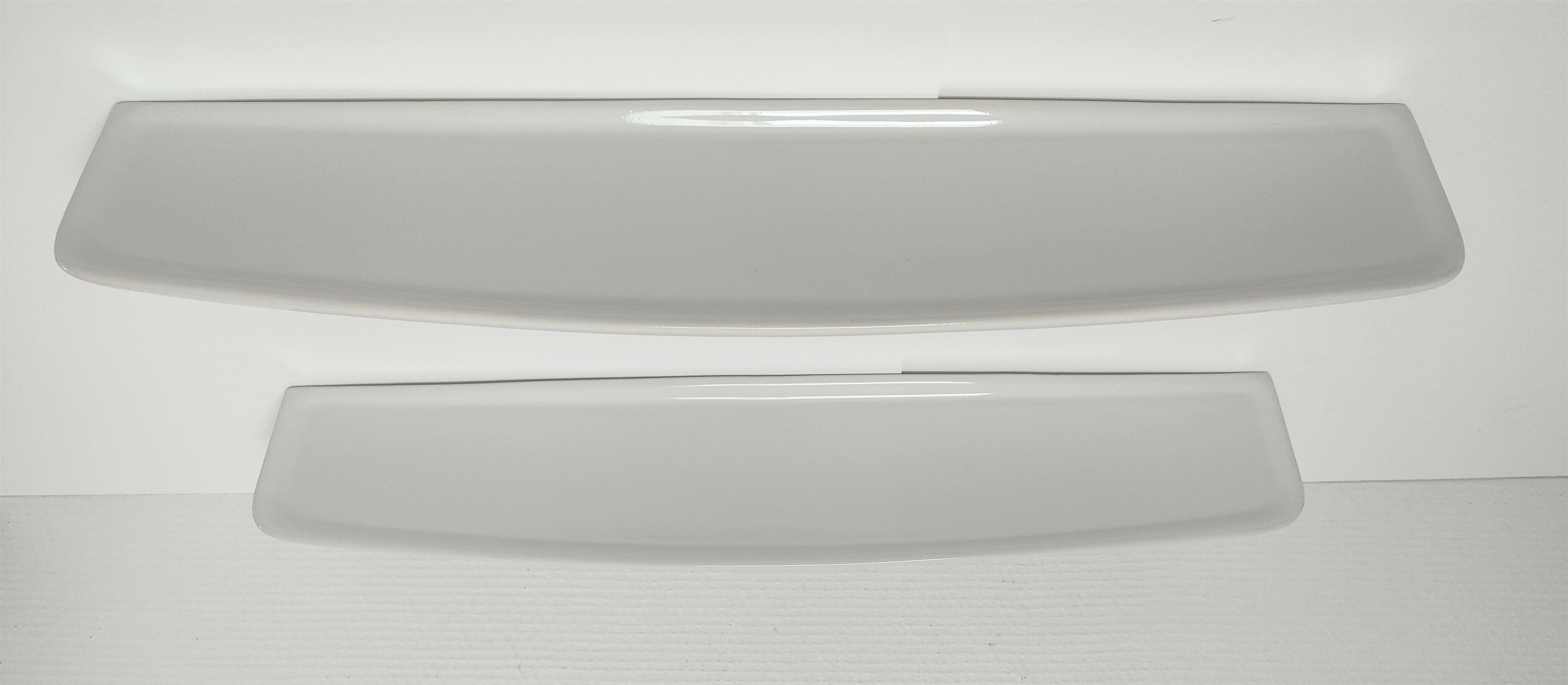 Two wall shelves ceramic glazed white vintage