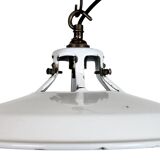 Industrial White Enamel Factory Pendant Lamp, 1960s