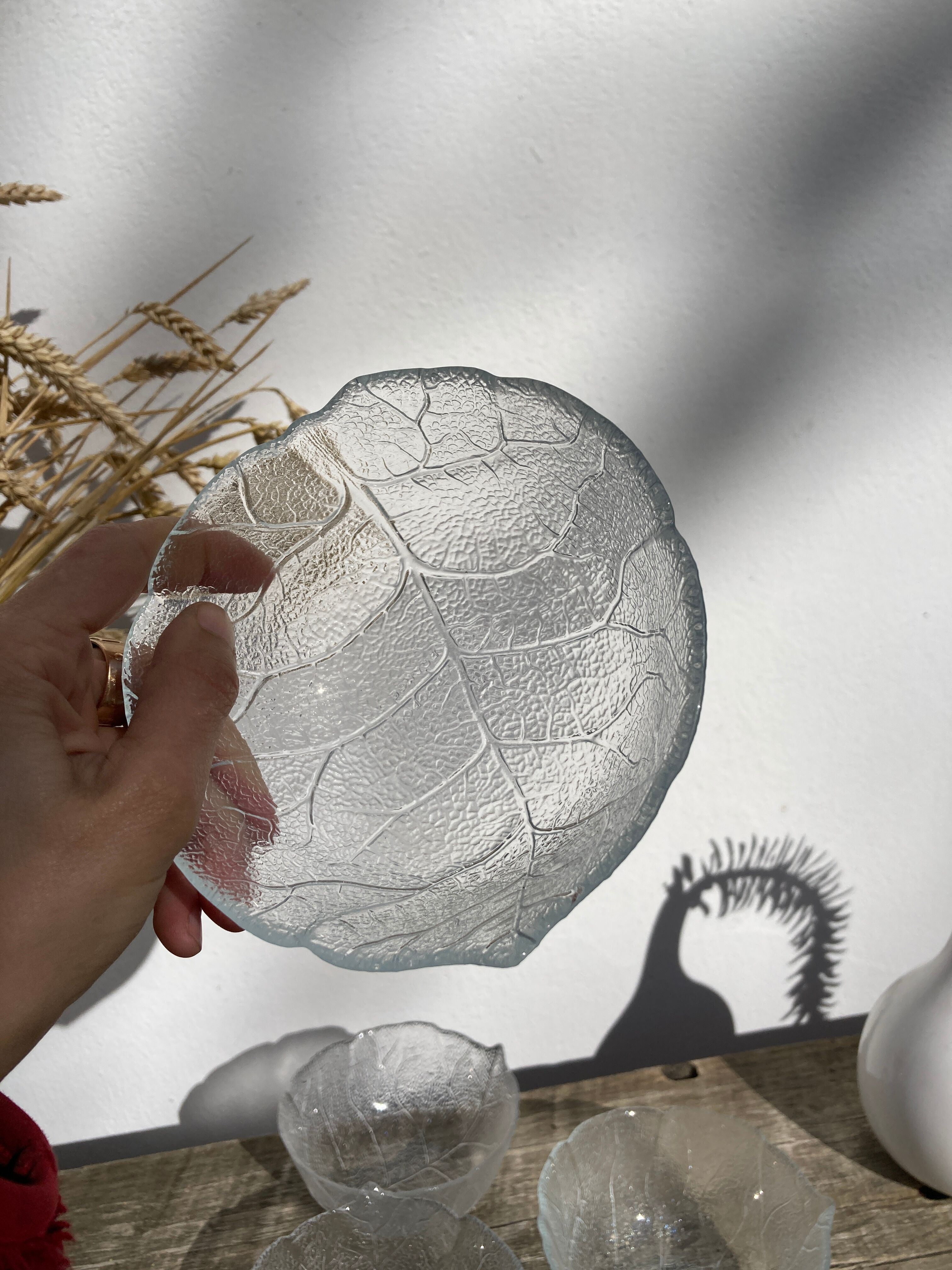 4 cups bowls transparent glass sheets