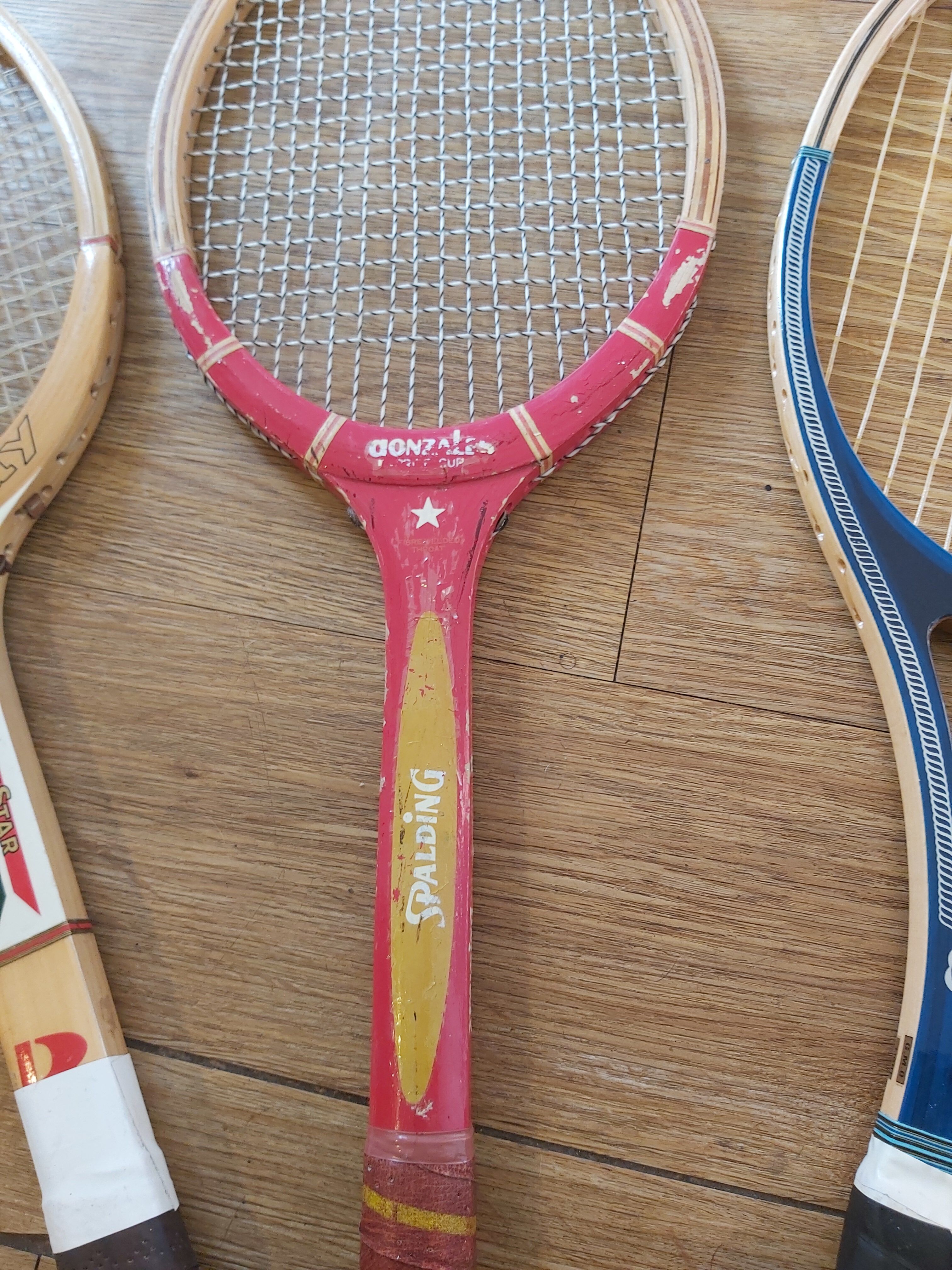 Series of 3 vintage tennis rackets