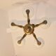 1930s-1940s chandelier – brass and glass, 5 x E27