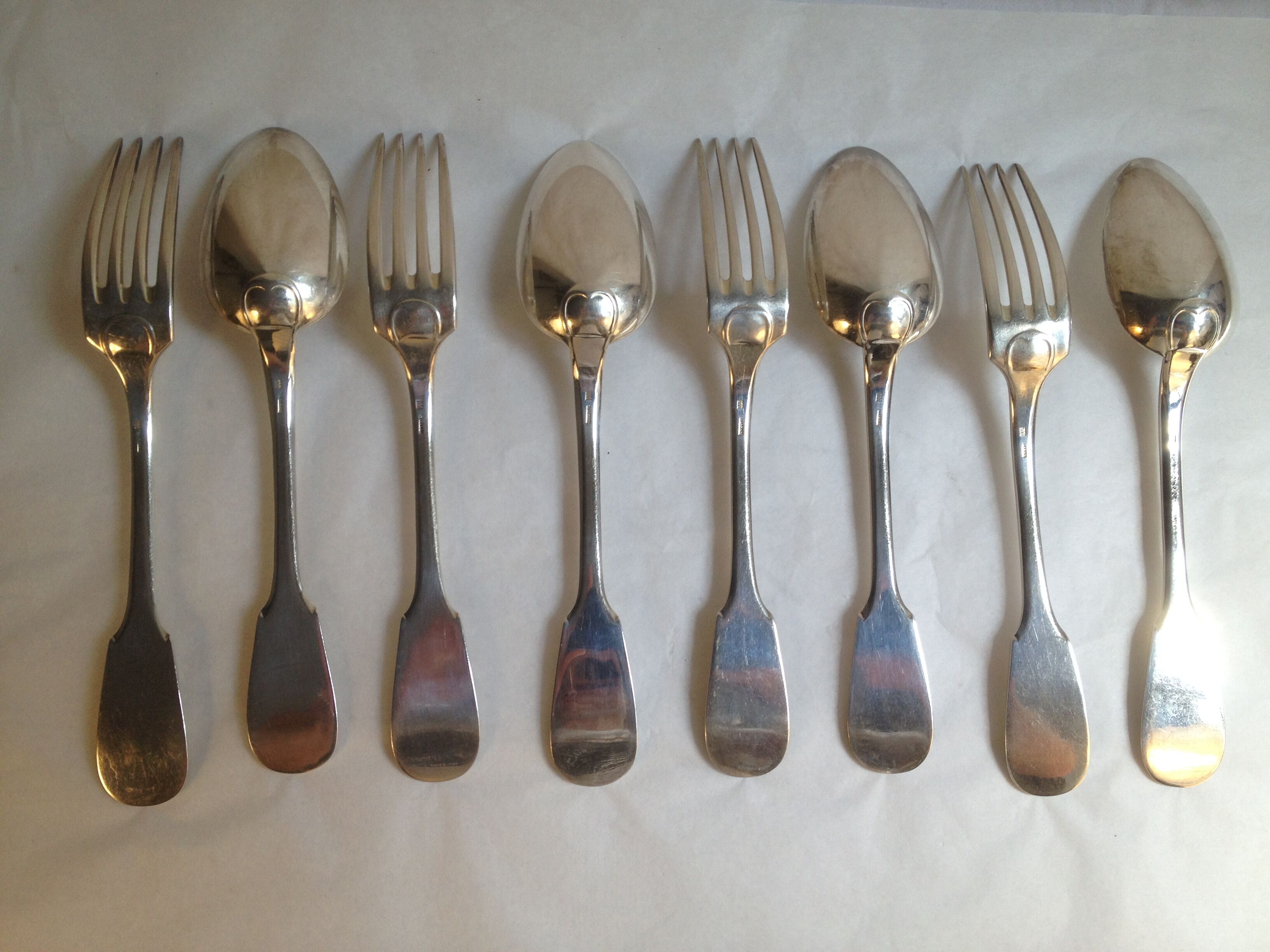 8 cutlery in silver metal, model Cluny/Valois/Vieux Paris