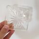 Flat square ashtray geometric patterns design crystal glass - vintage