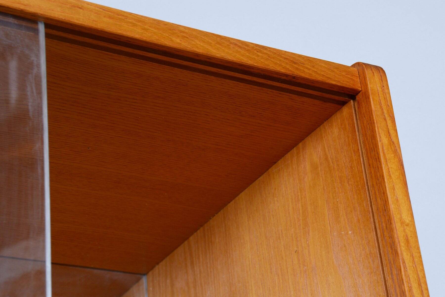 Art Deco Display Cabinet in Oak and Glass, Czech, 1940s