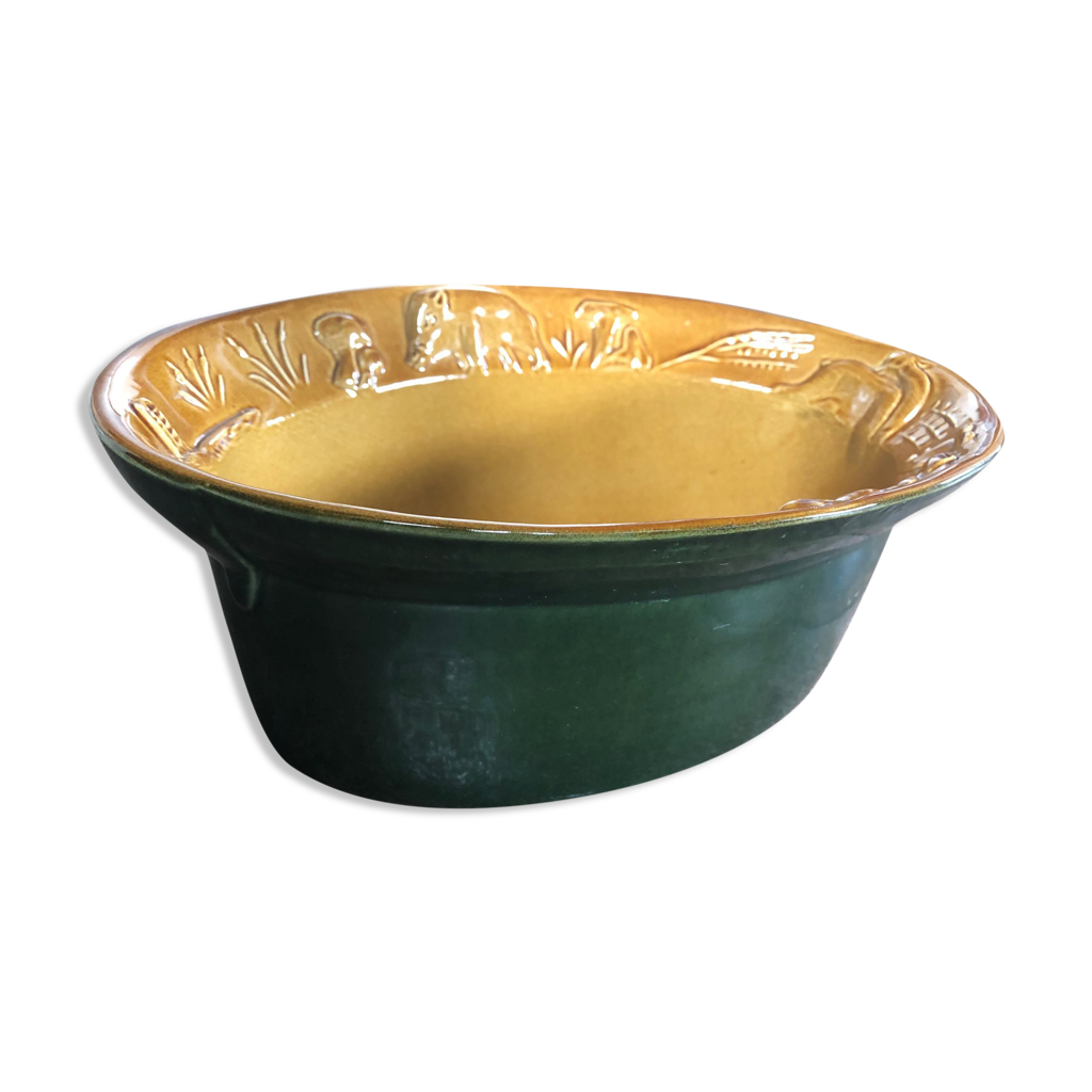 Terrine ancienne en grès terre cuite émaillé Selency