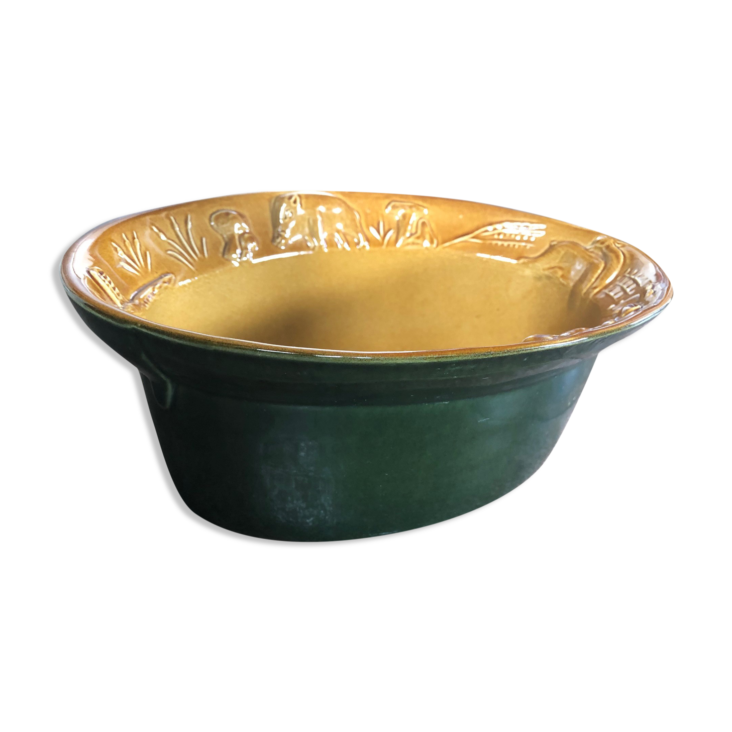 Terrine ancienne en grès terre cuite émaillé Selency