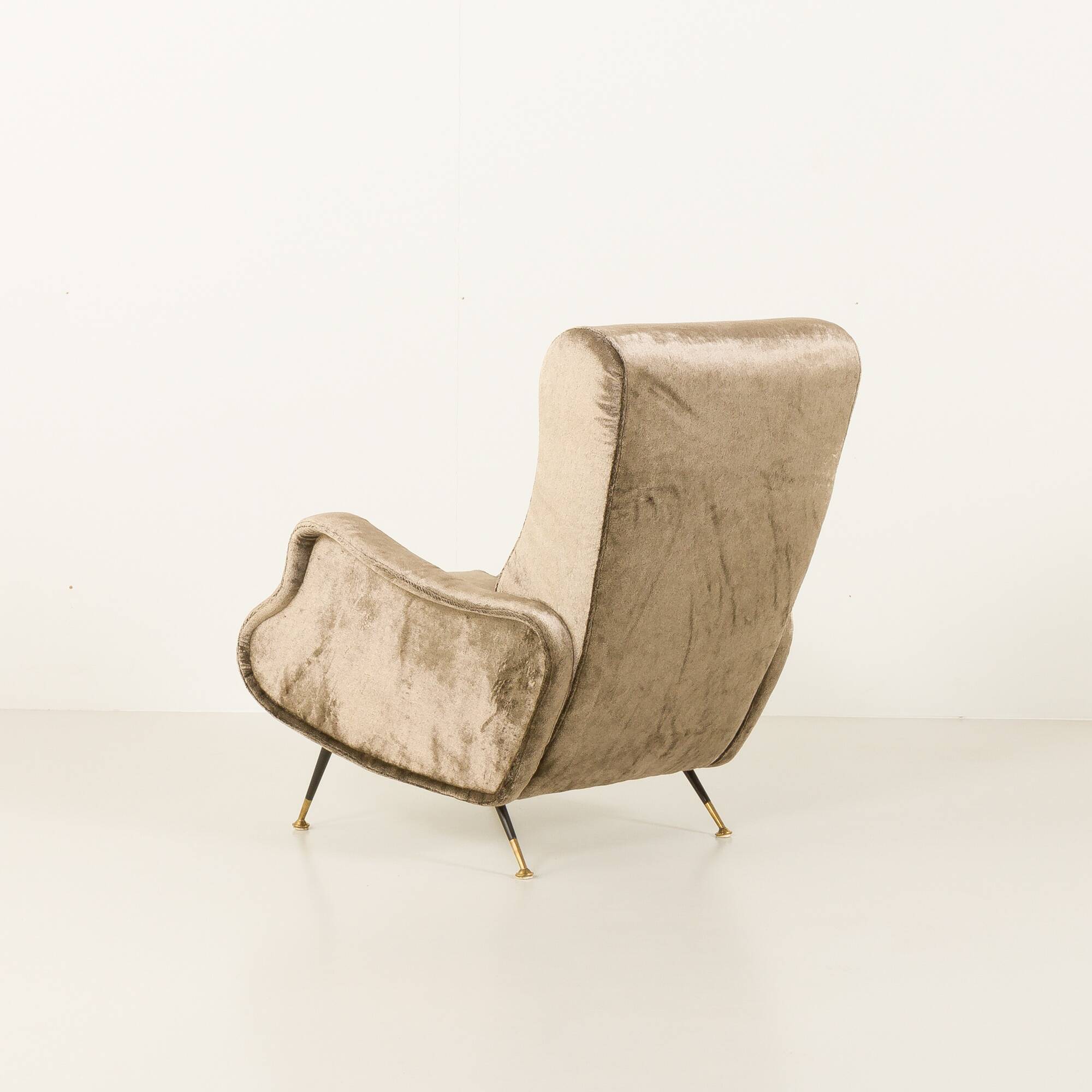 Italian velevet mid century lounge chair in the style of Marco Zanuso, 1960