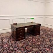 Bureau partenaire anglais classique en cuir vert