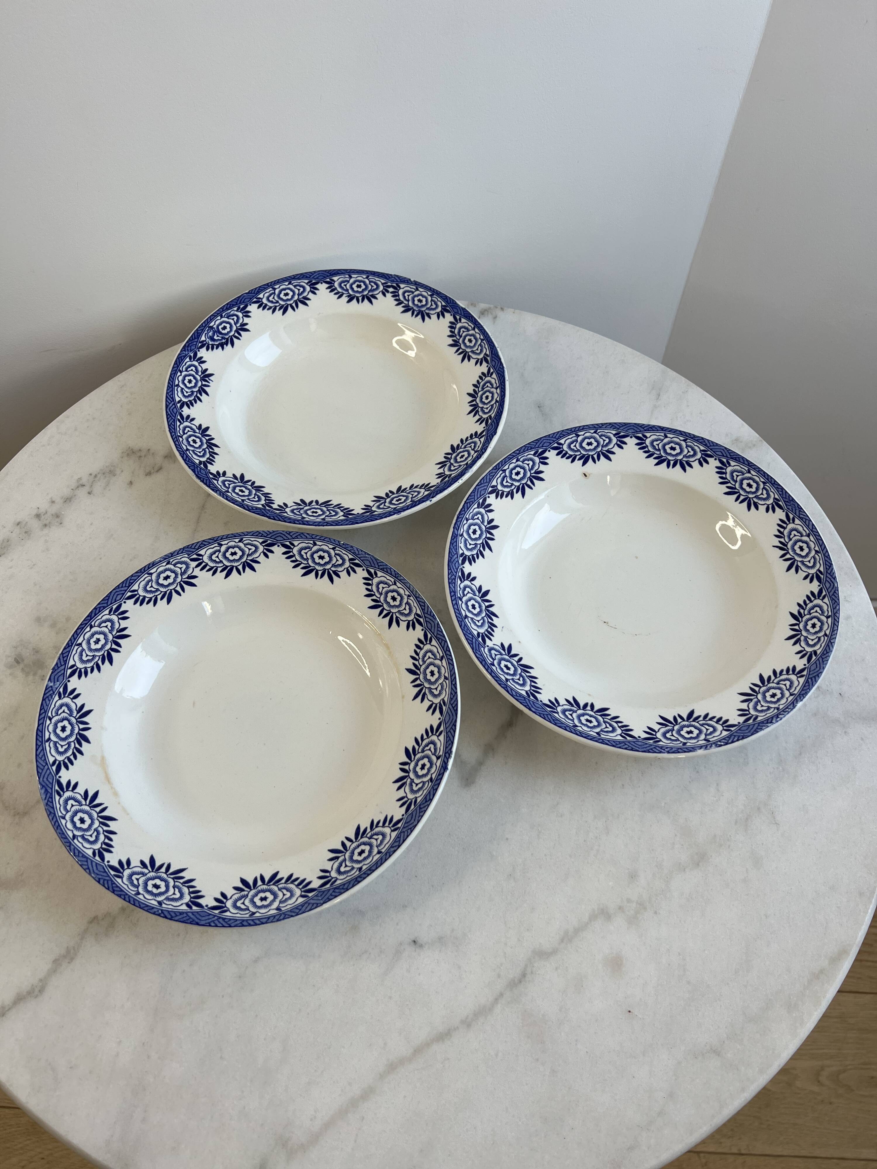Set of 3 deep plates Sarreguemines Capri