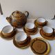 Set of teapot + 5 cups + 6 saucers in ceramic signed CB (Signature to be identified)