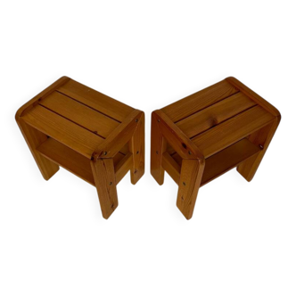 Vintage bedside table in light pine