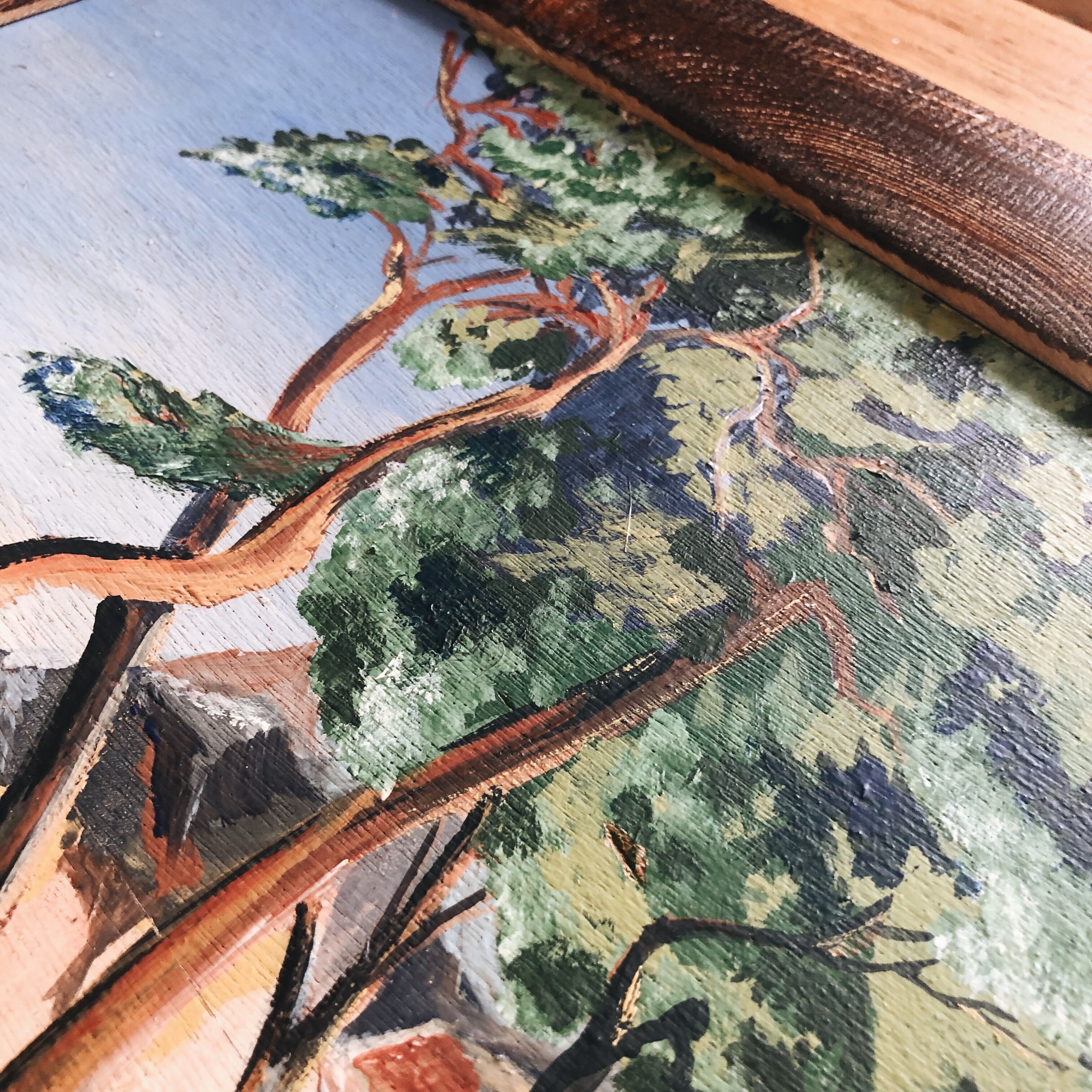 Painting on wood, signed – seaside