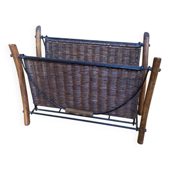 Porte-revues ou porte-bûchettes bois et osier