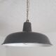 Industrial suspension - Enamelled sheet Dark grey and white - Ø 35 cm -1950