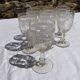 Verres  à pieds 12 cm gravure feuillage