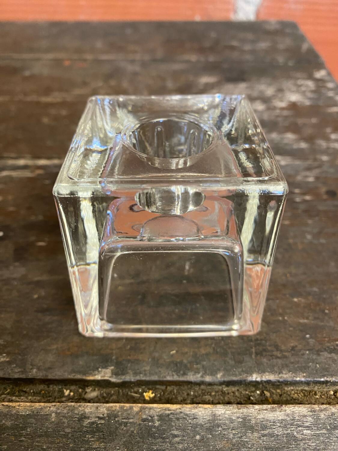 Vintage 1970s Dansk Ice Cube Design Glass Candle Holder