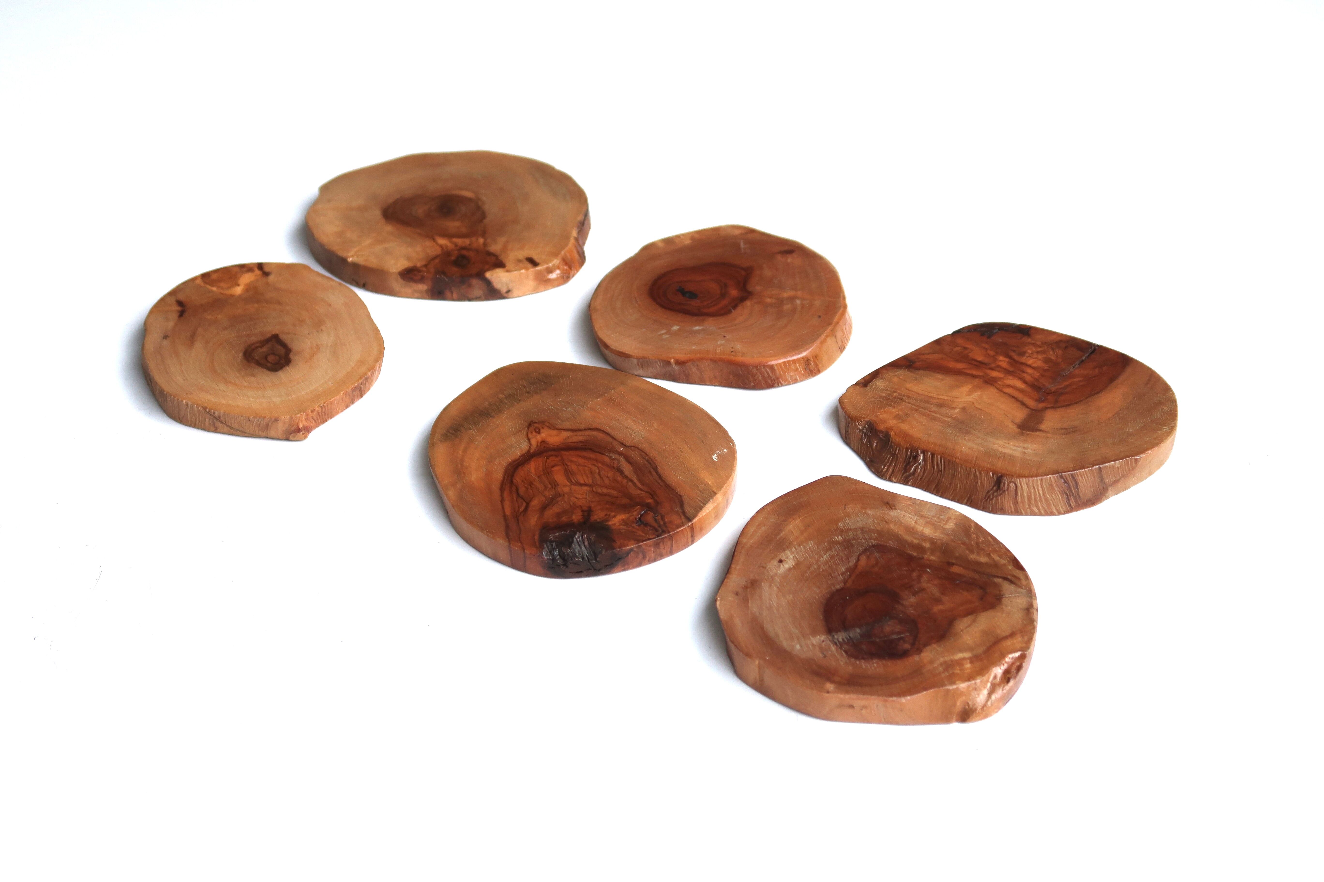 Six wooden coasters, 70s