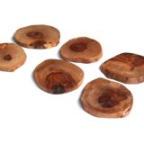 Six wooden coasters, 70s