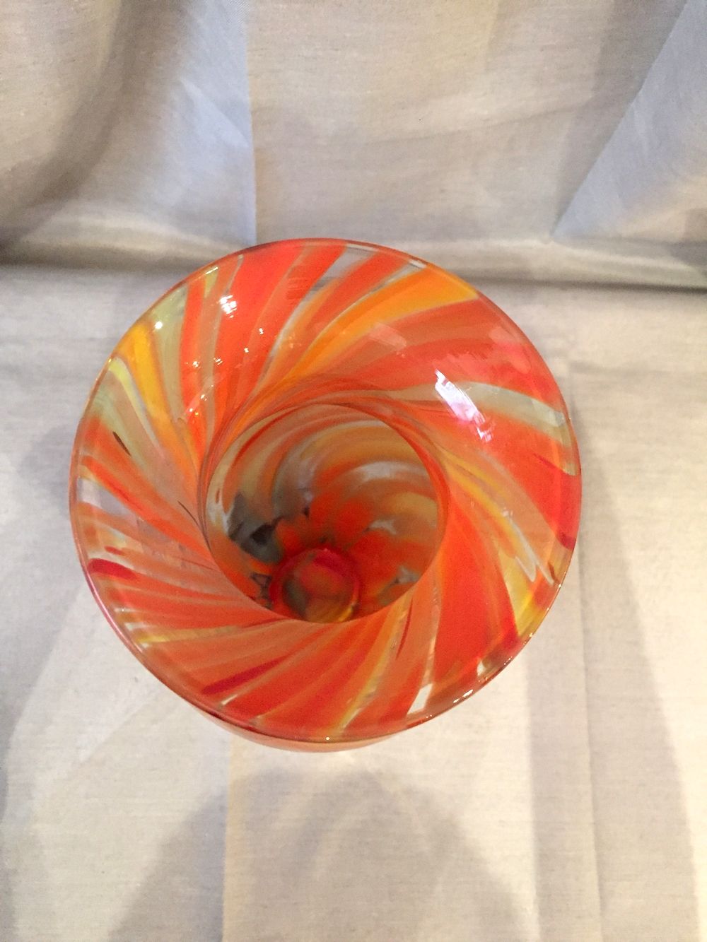 Vintage vase orange twist red and yellow