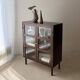 Mid-century display cabinet dark wood glass