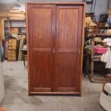 Parisian wardrobe vintags sliding doors in old pitch pine 193x115.5 cm