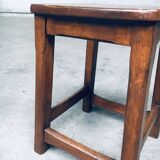Set of Belgian Handcrafted Wooden Stools, 1940s