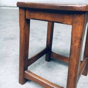 Set of Belgian Handcrafted Wooden Stools, 1940s