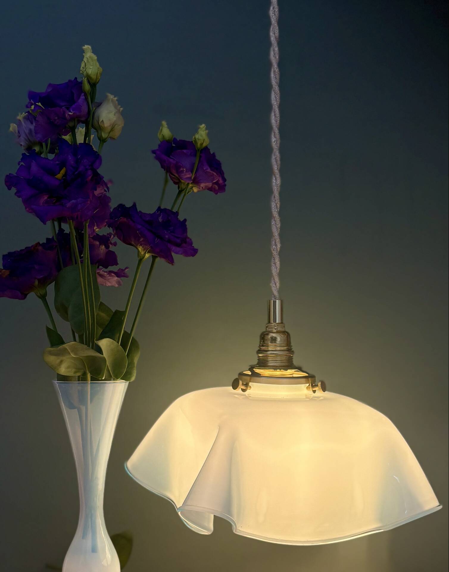 Vintage blue opaline pendant light