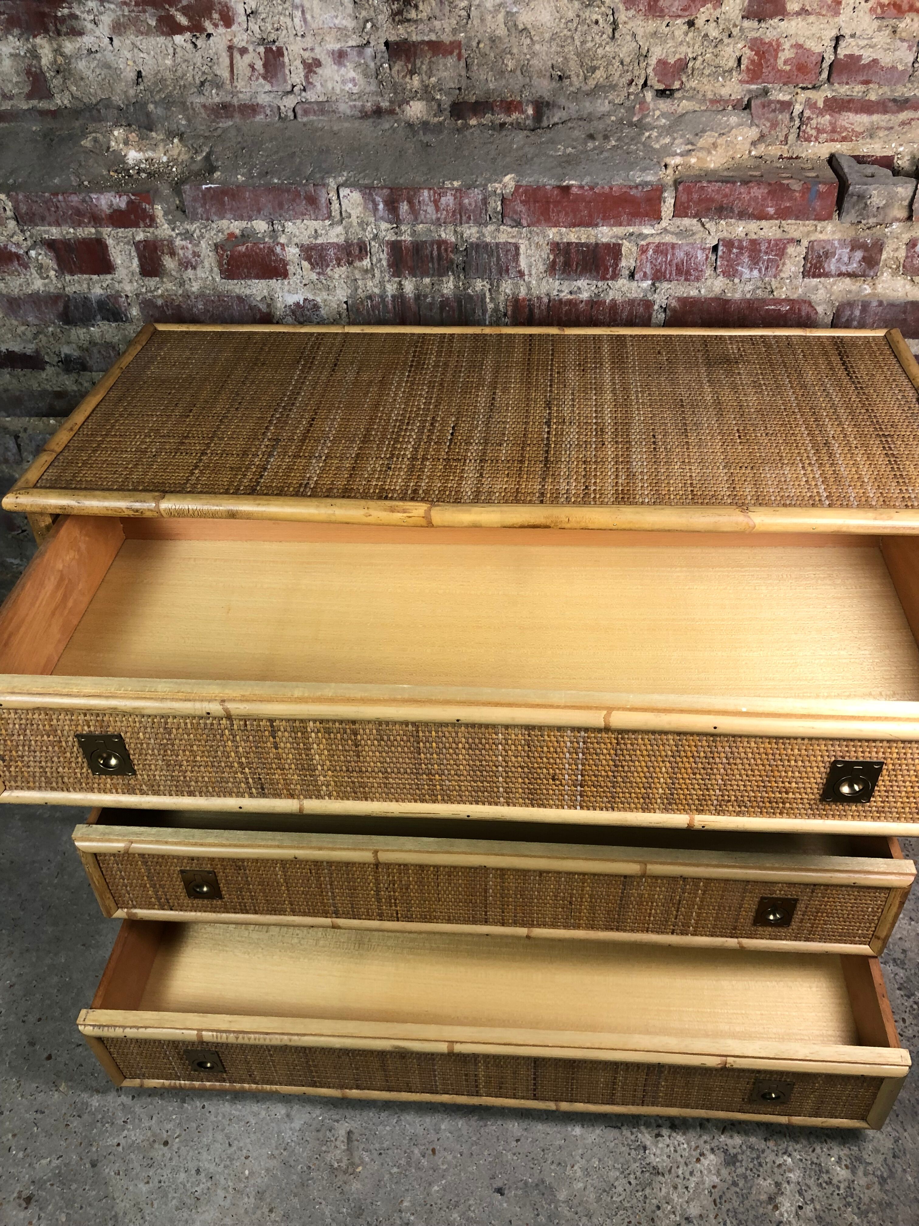 Vintage Italian dresser by Dal Vera in rattan and bamboo 1960'S