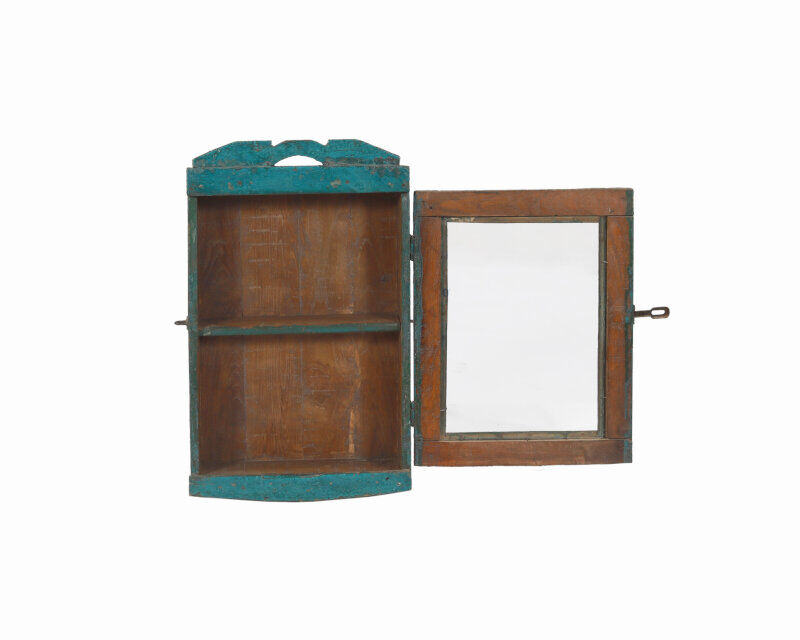 Vintage Green Wall Showcase Old Teck Patina and Piece of Origin India