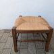 Antique solid wood stool with traditional rush seating – Late 19th century