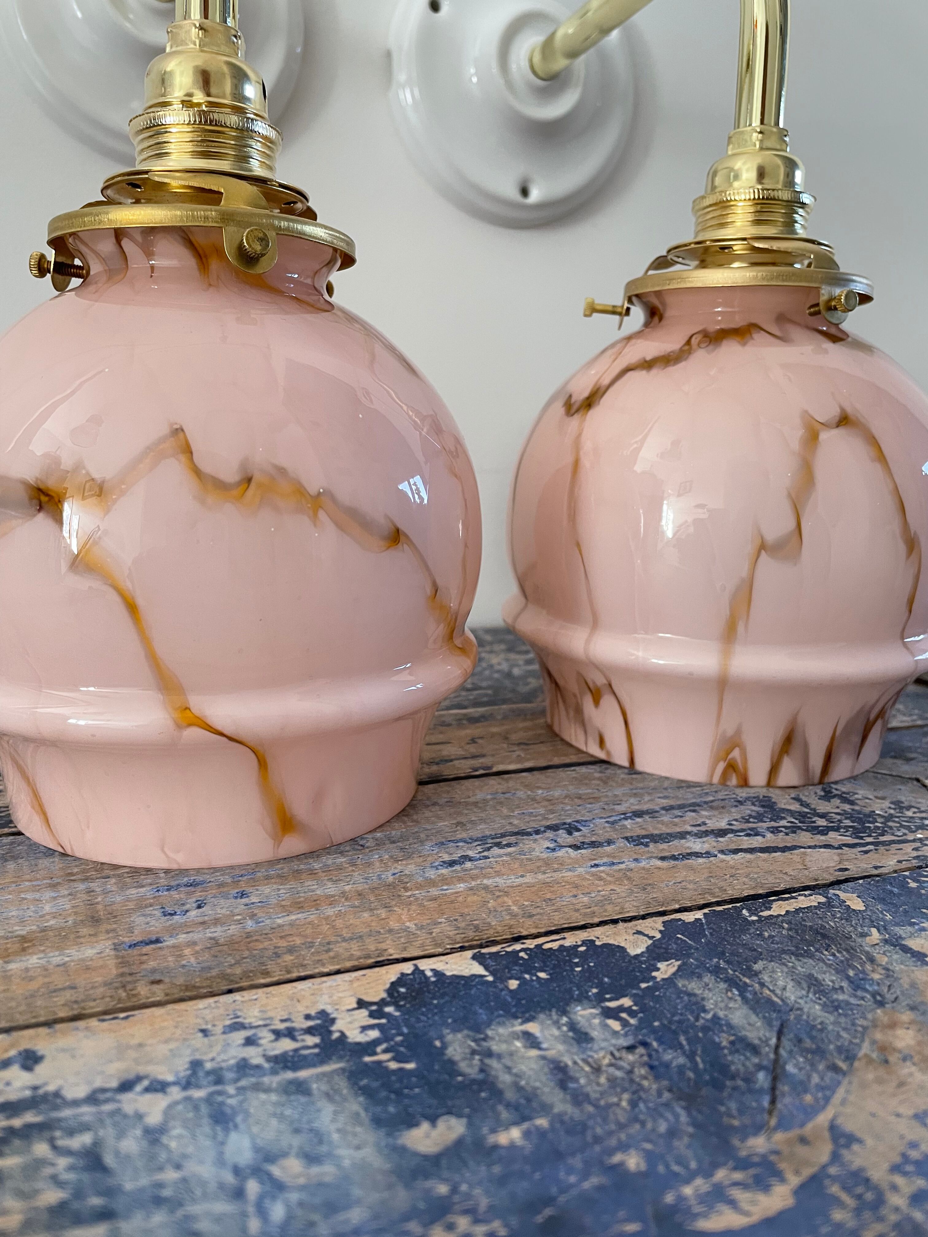 Pair of newly electrified art deco wall lamps