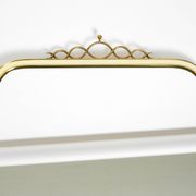 Large heavy long Mid Century brass wall mirror by Münchner Zierspiegel