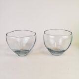 Modern set of 2 crystal bowls by Asta Strömberg, Sweden, 1950s.