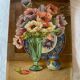 Huile sur carton « bouquet d’anémones »