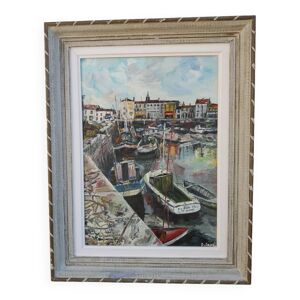 Huile sur toile le port - flotte