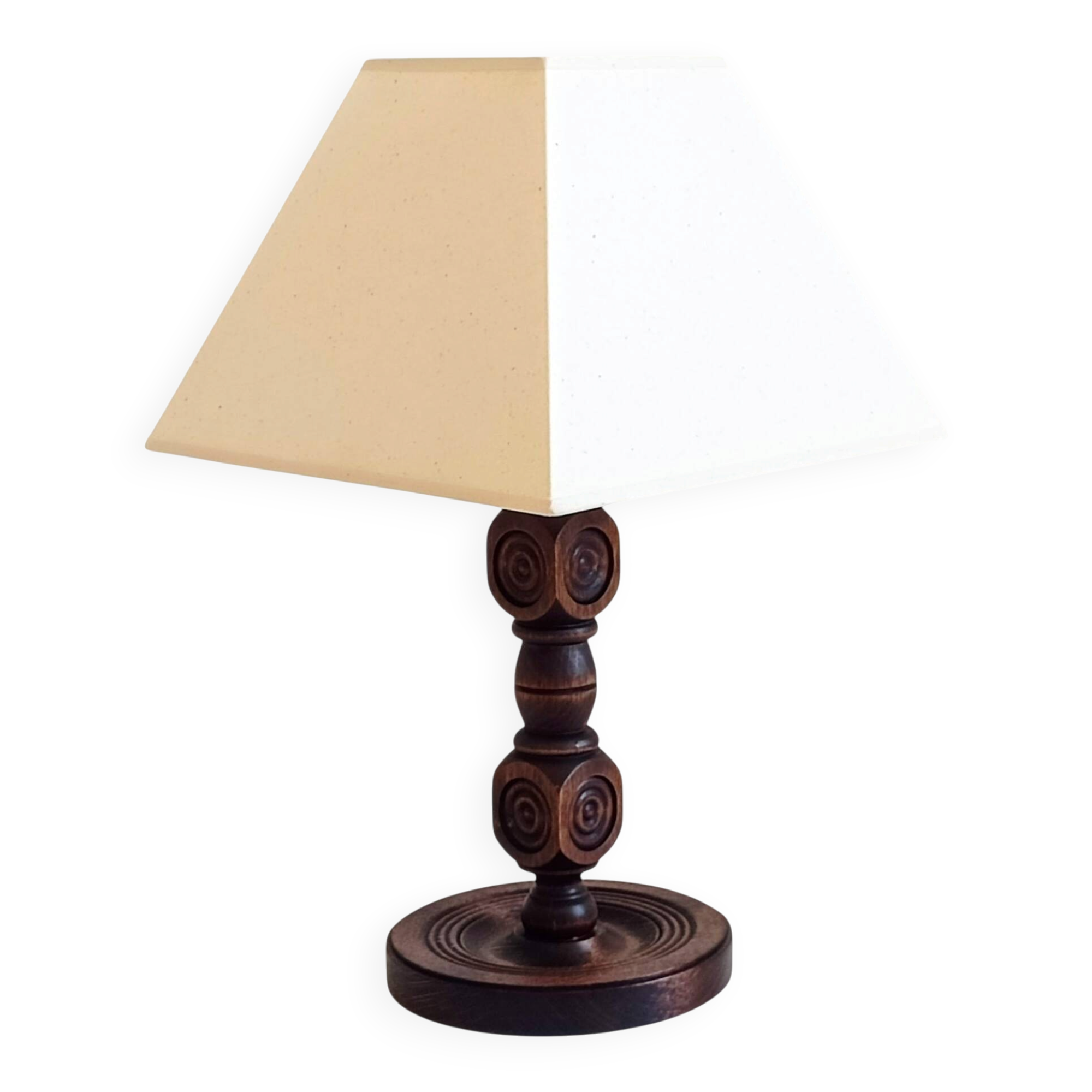 Art Deco Wood Table Lamp by Charles Dudouyt, France, 1930s