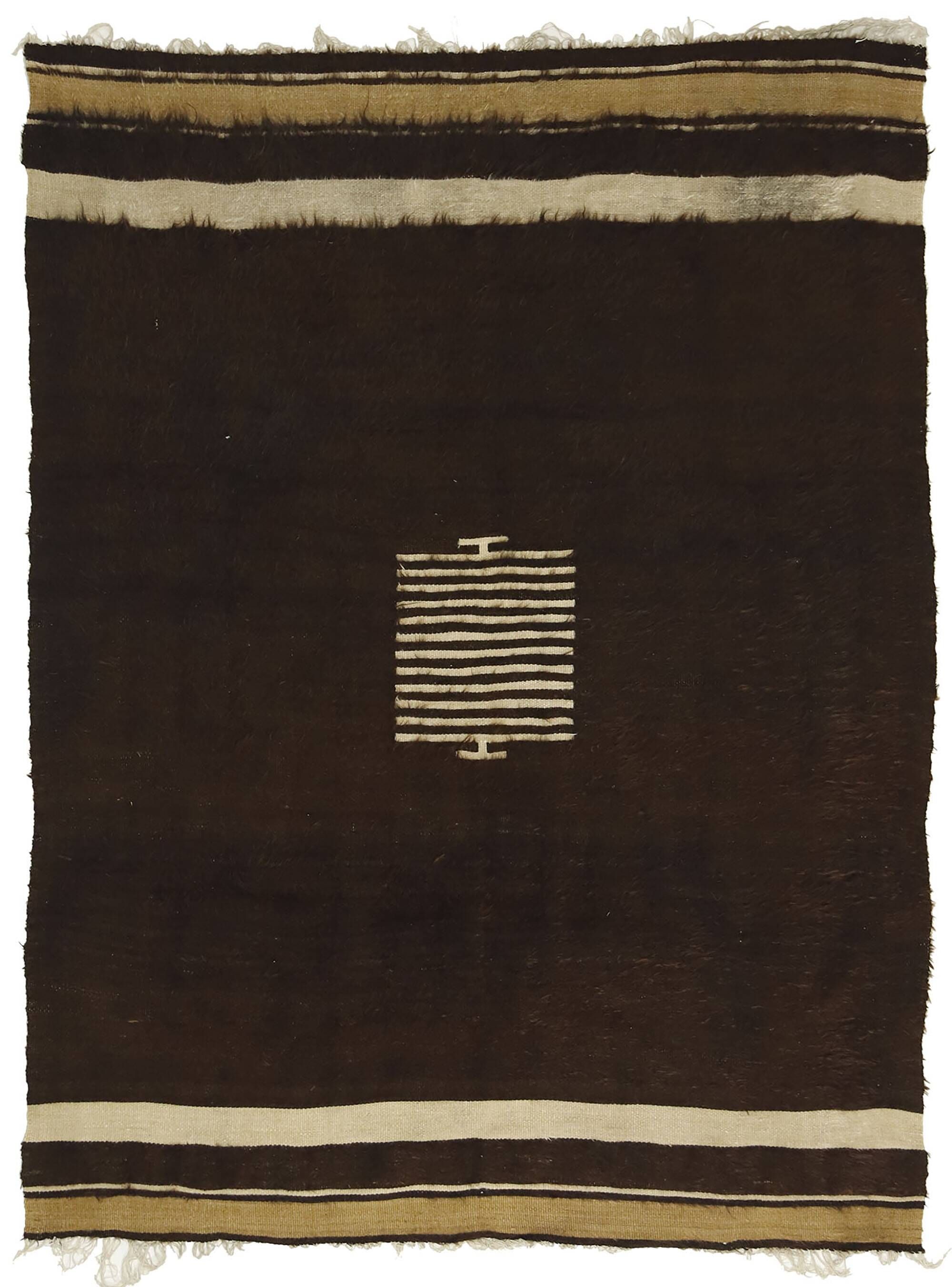 Small Vintage Anatolian Kilim Brown and Beige 165 x 128 cm