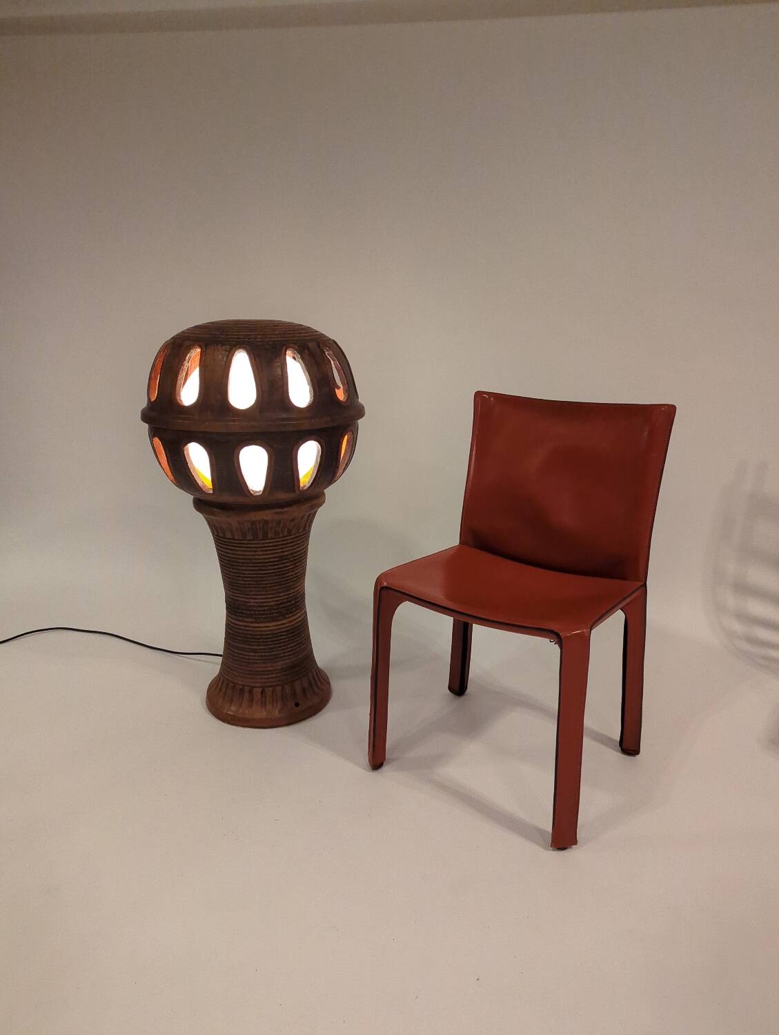 Large brutalist vintage ceramic floorlight