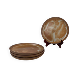 Set of 4 brutalist terracotta plates, brown/red tone, 1970